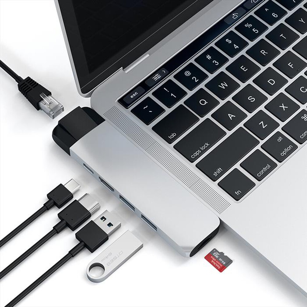 "SATECHI - PRO HUB USB-C CON ETHERNET + HDMI 4K-argento"