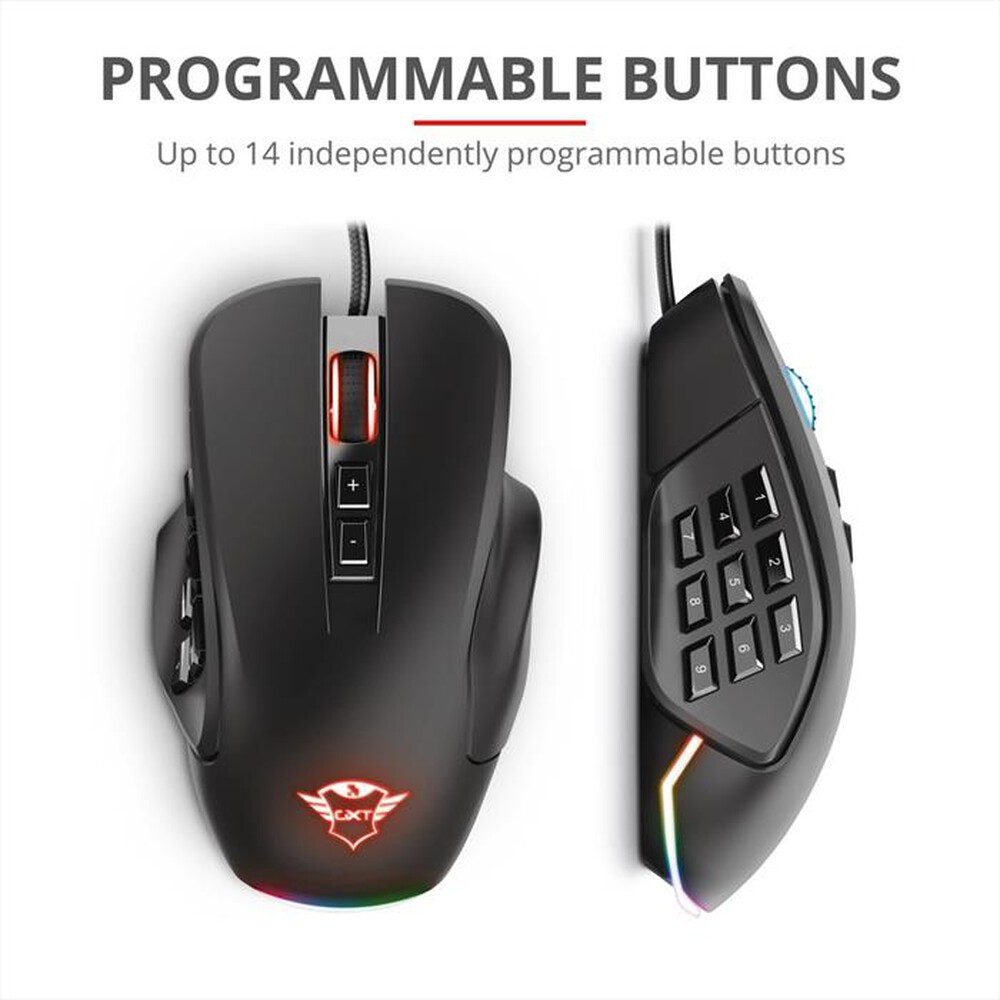 "TRUST - GXT970 MORFIX CUSTOMISABLE MOUSE-Black"