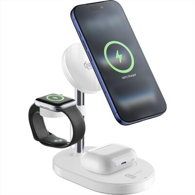 CELLULARLINE - Station ricarica wireless 3in1 MAG TRIO QI2.2 25W-Bianco
