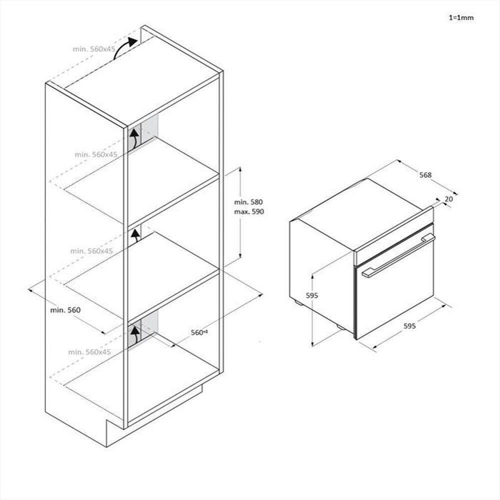 Immagine del prodotto CANDY - Forno incasso elettrico CA6 N3B1HTX Classe A++