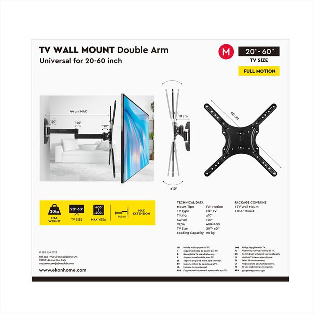 Immagine del prodotto EKON - Supporto TV ECTVFMOR60INCH20KG