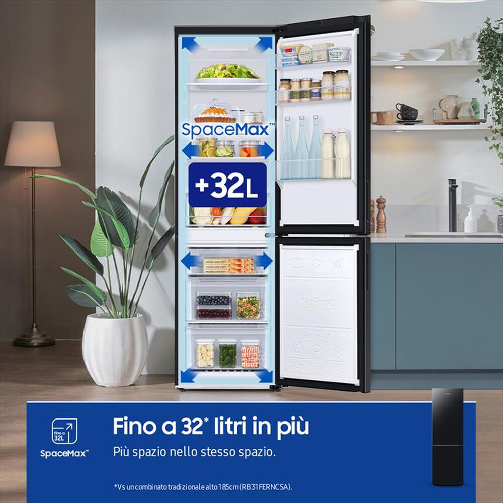 "SAMSUNG - Frigorifero combinato RB33B610EBN/EF ClasseE 344lt-New Empire Black"