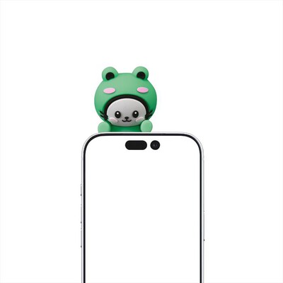 CELLULARLINE - Mini figura adesiva in PVC a forma di rana-Verde, Grigio