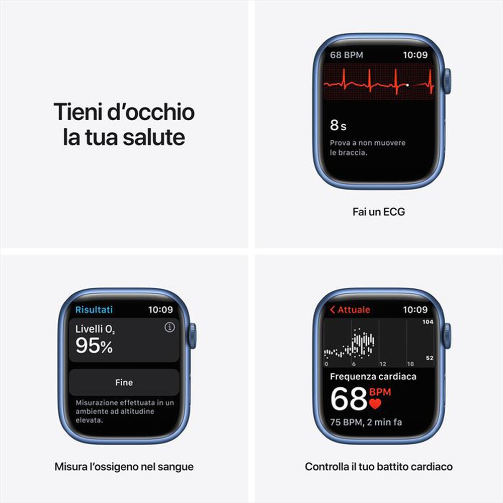 "APPLE - Apple Watch Series 7 GPS 45mm Alluminio-Cinturino Sport Azzurro"
