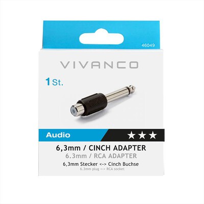 SBS - Adattatore audio RCA f a adattatore Jack 6,3 mm m-Nero
