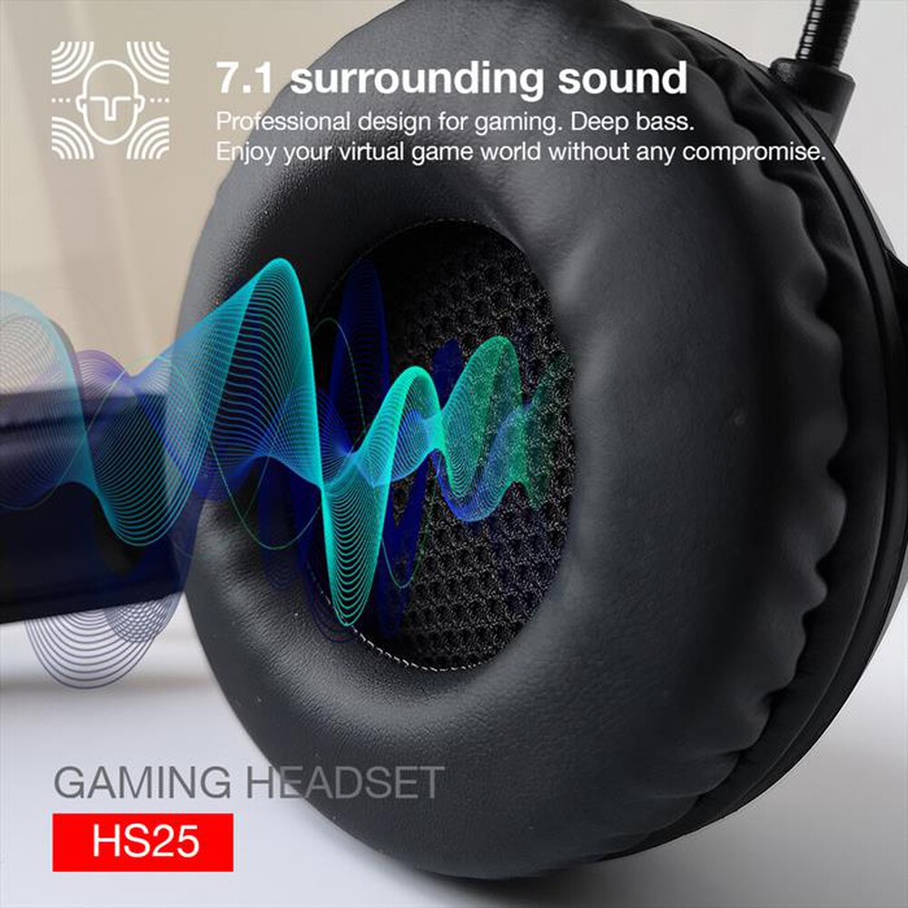 "LENOVO - HS25 CUFFIE GAMING MICROFONO CANC.RUMORE/SURROUND-NERO"