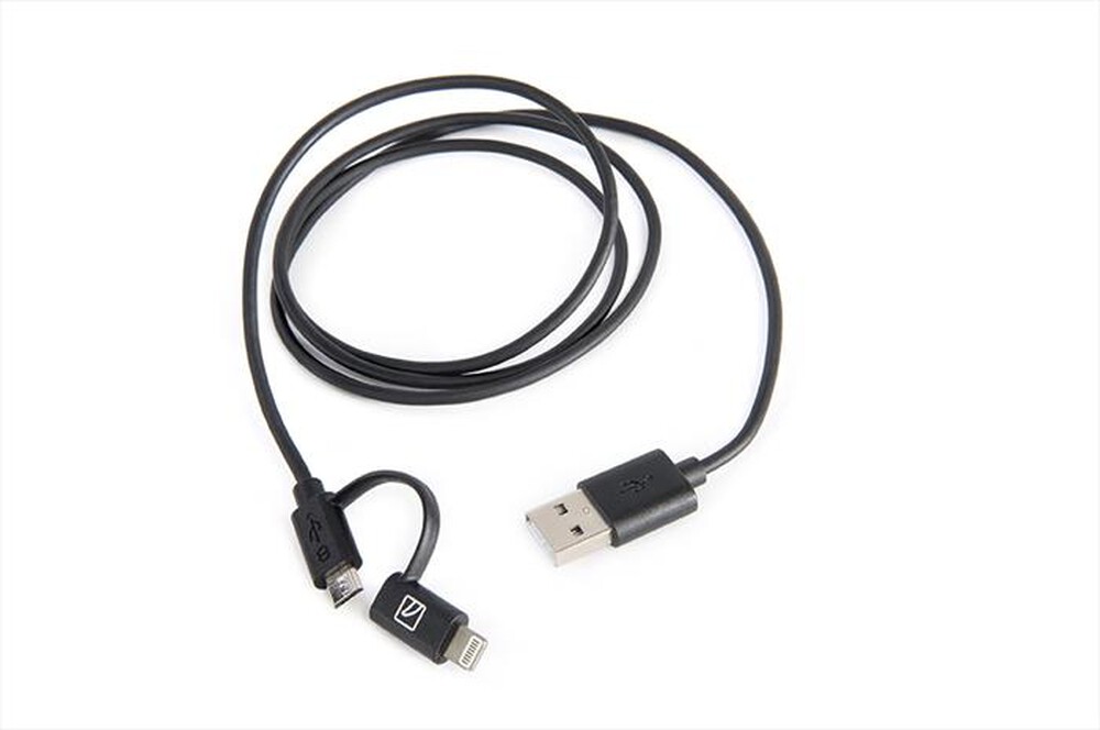 "TUCANO - 2in1-Cavo sincro e ric. MicroUSB e adatt.Lightning-Nero"