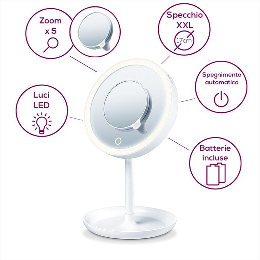 "BEURER - BS 45 Specchio cosmetico illuminato con luce Led-Bianco"