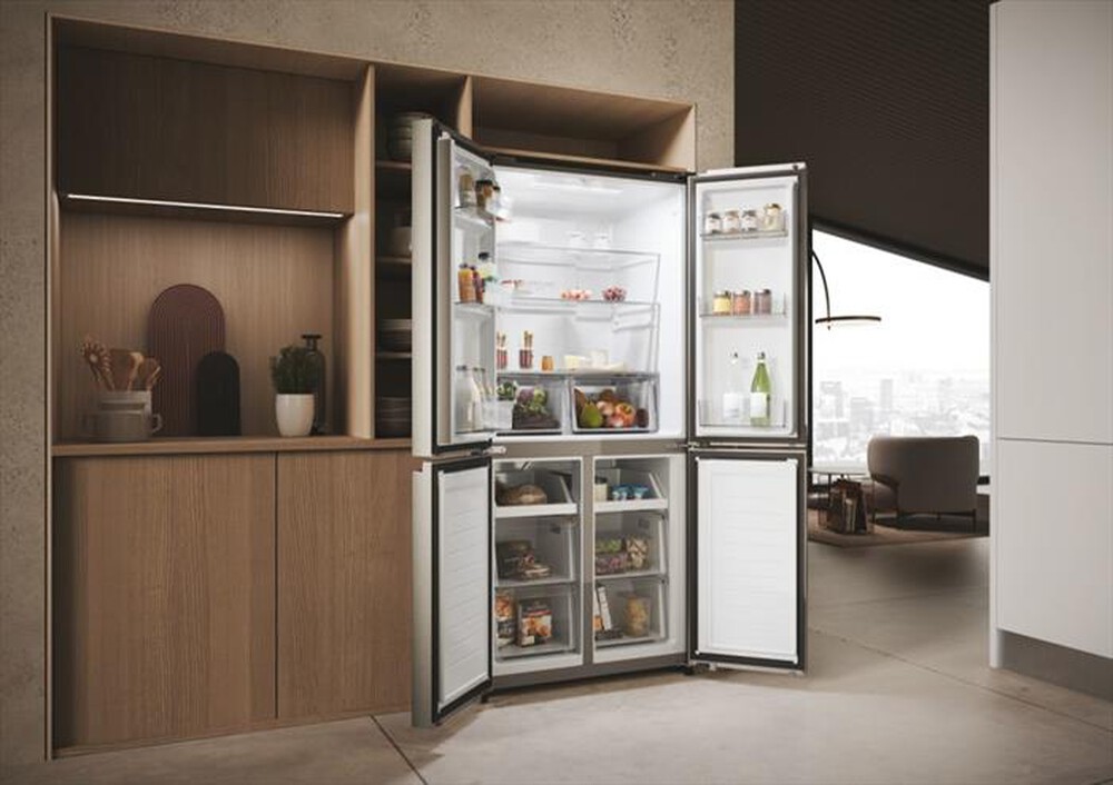 "HAIER - Frigorifero 4 porte HCR3818ENMM Classe E 467 lt-Platino, Stainless steel"