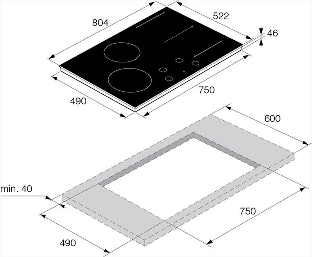 "ASKO - Piano cottura induzione HID 824 GC 75 cm-Vetro nero"