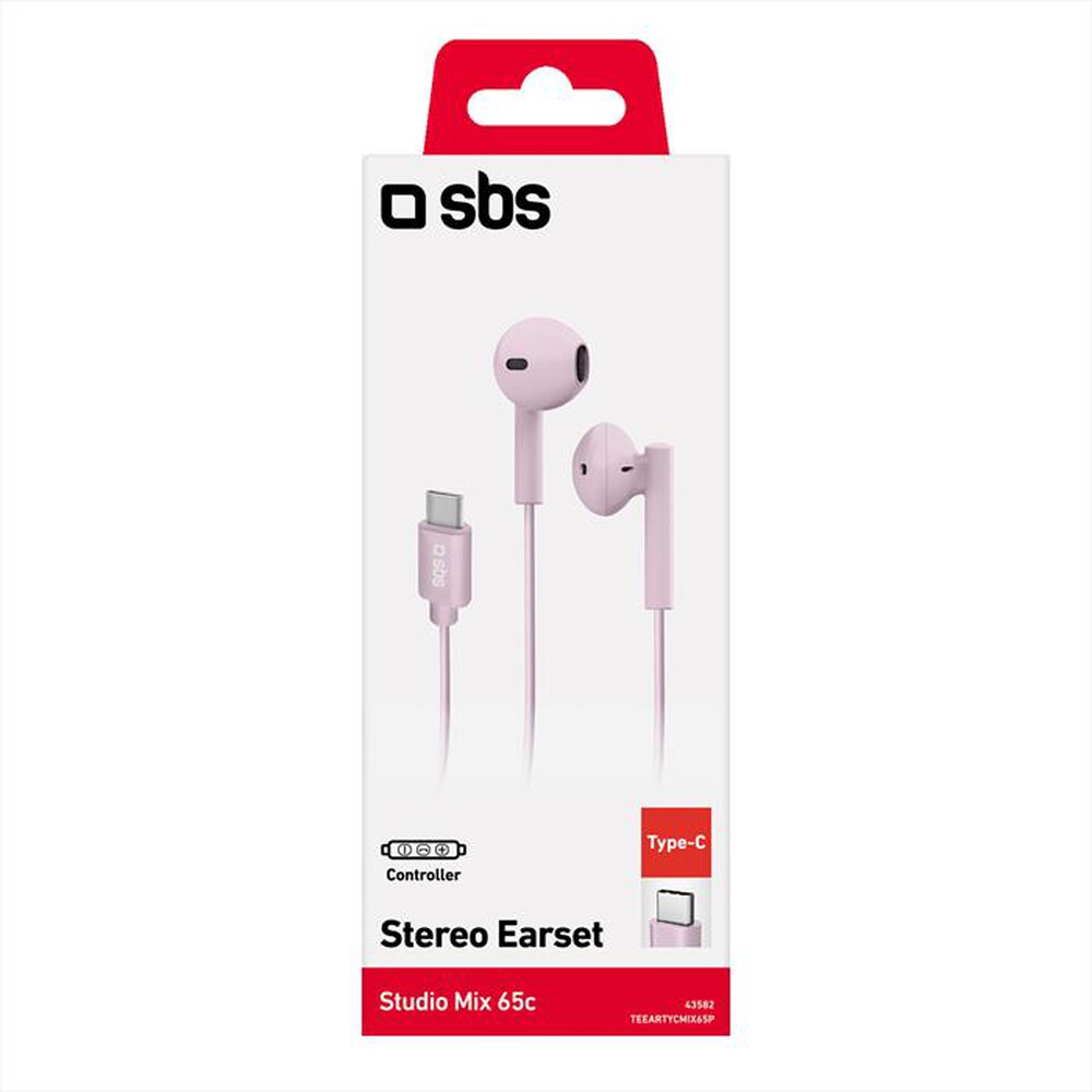 "SBS - Auricolare con filo TEEARTYCMIX65P-Rosa"