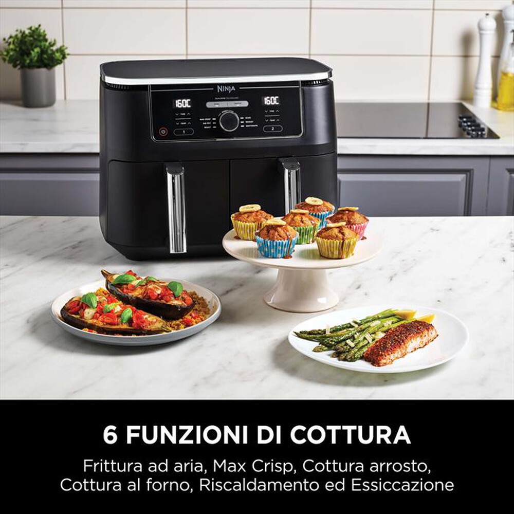 "NINJA - Friggitrice ad aria DOPPIA MAX 9,5 L AF400EU-nero"