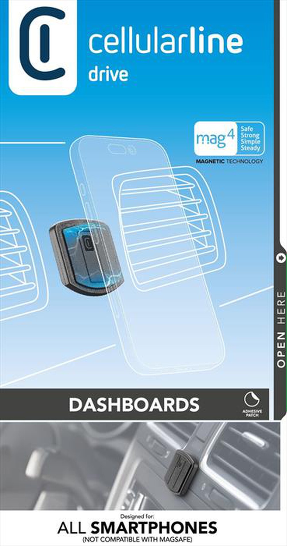 Immagine del prodotto CELLULARLINE - MAG4HANDYFORCE Supporto Auto Mag4 Adesivo Univ-Nero