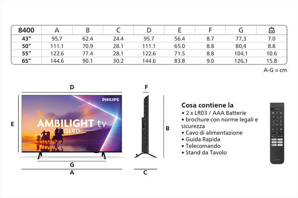 Immagine del prodotto PHILIPS - Smart TV 50" 4K QLED 50PUS8400/12-Black