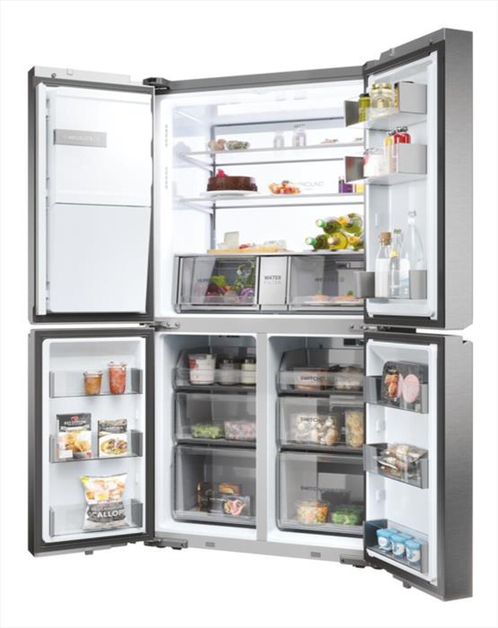 "HAIER - Frigorifero side by side HCR7918EIMP ClasseE 601lt-Platino, Acciaio inossidabile"