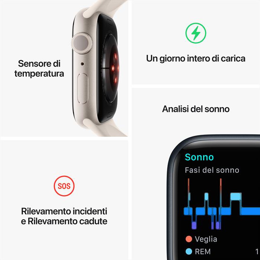 Immagine del prodotto APPLE - Watch Series 8 GPS 45mm Alluminio-Argento - Bianco