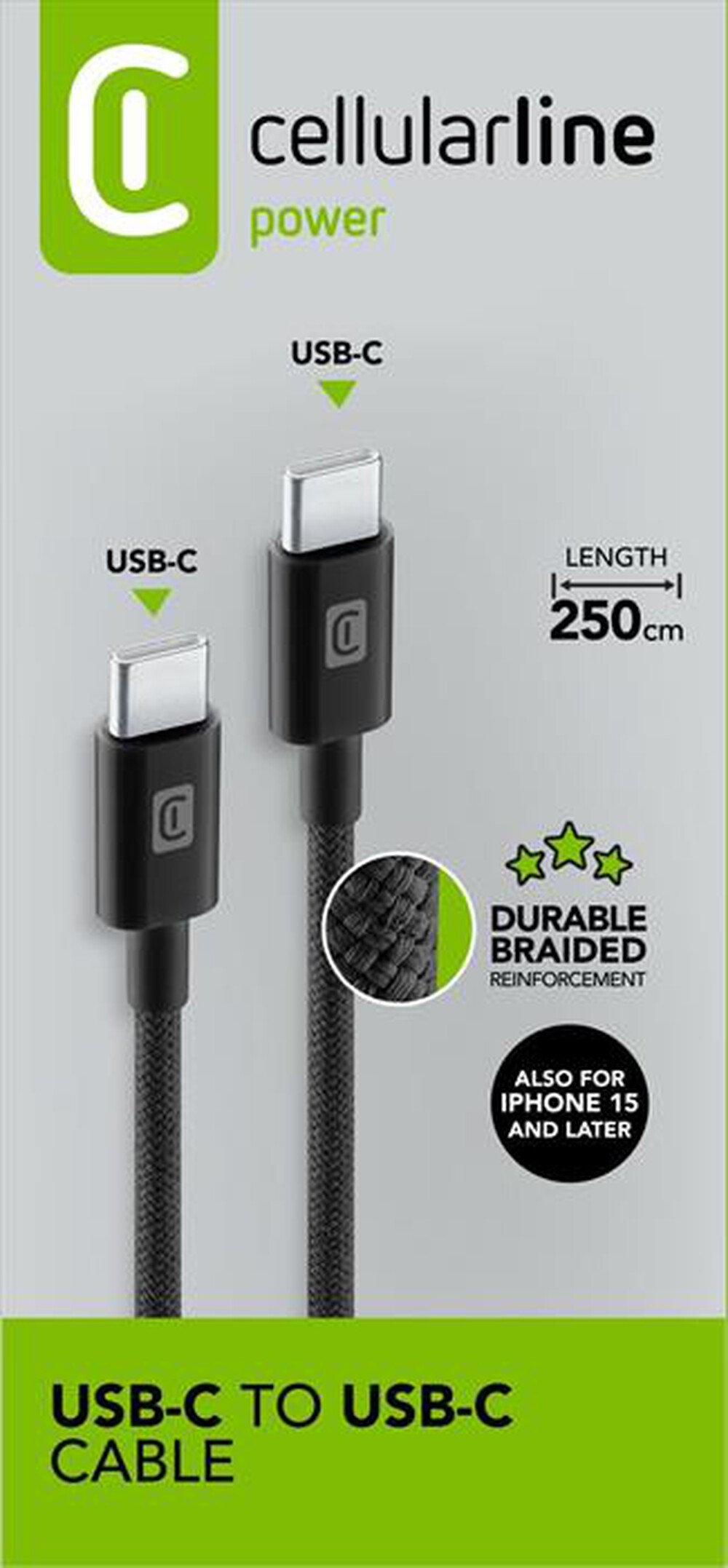 Immagine del prodotto CELLULARLINE - Cavo Telato 250 cm USBDATABRCTOC25K-Nero