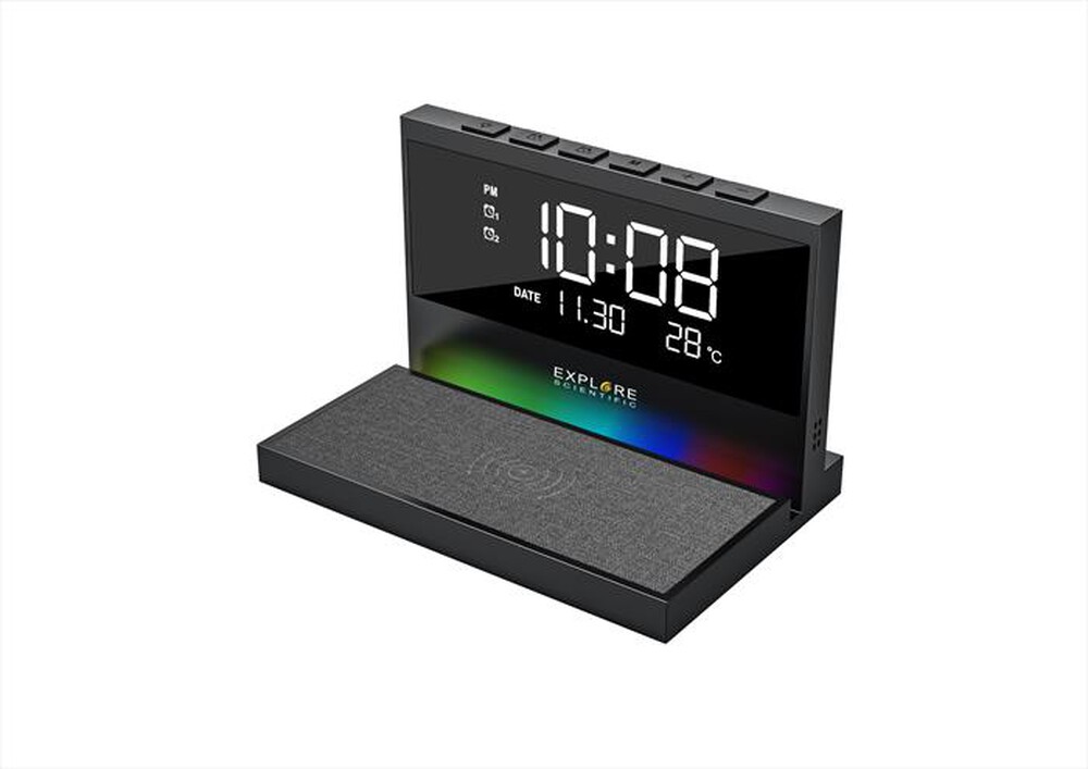 "EXPLORE SCIENTIFIC - OROLOGIO DA SCRIVANIA CON RICARICA WIRELESS-Black"