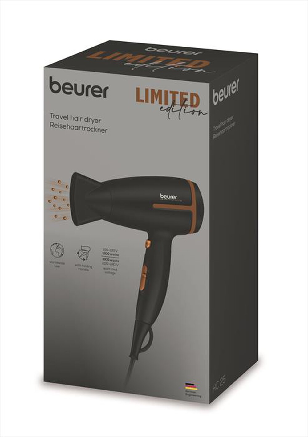 "BEURER - Asciugacapelli HC 25 LIMITED EDITION 2024-Nero e bronzo"