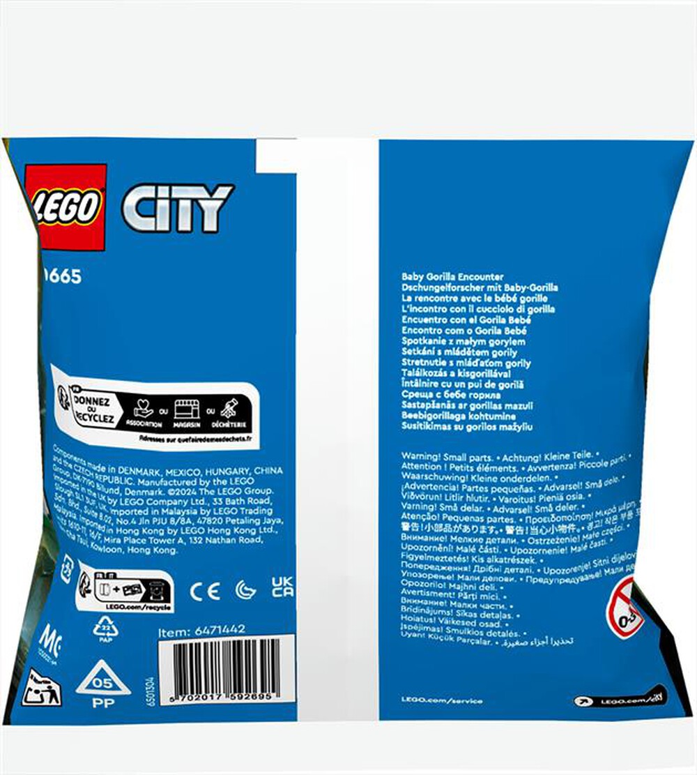 "LEGO - CITY L’incontro con il cucciolo di gorilla - 30665"