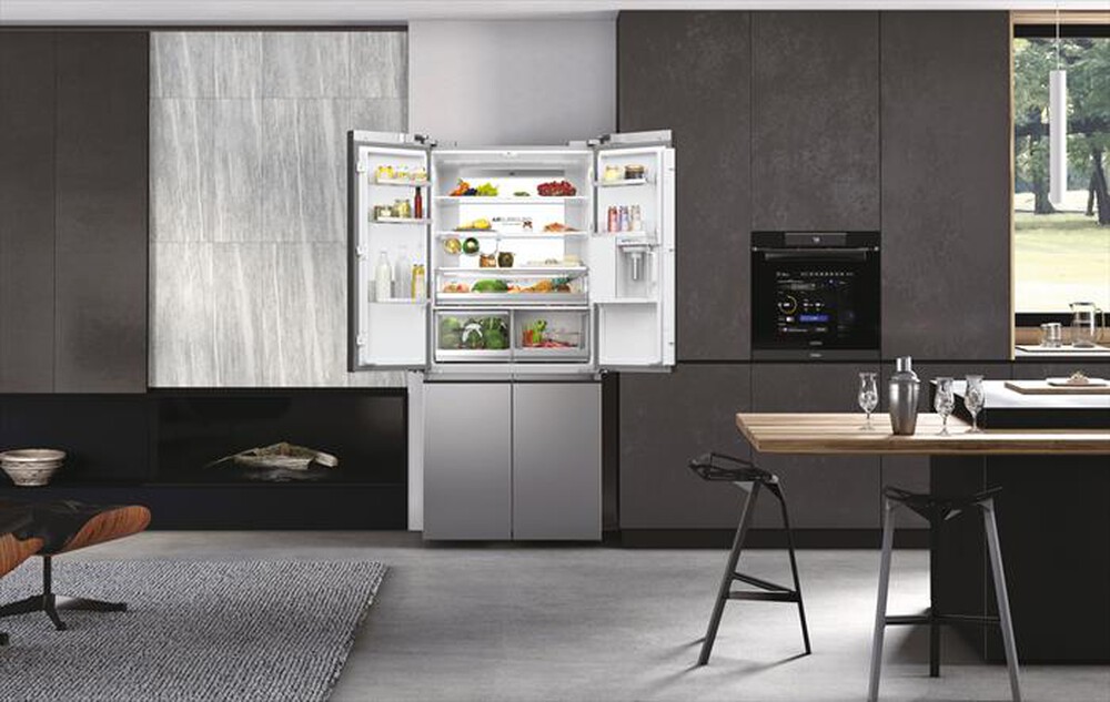 "HAIER - Frigorifero side by side HCW7819EHMP ClasseE 536l-Platino, Acciaio inossidabile"
