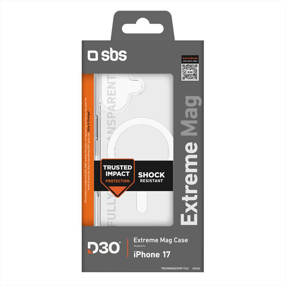 Immagine del prodotto SBS - D3O Extreme mag case per iPhone 17-Trasparente