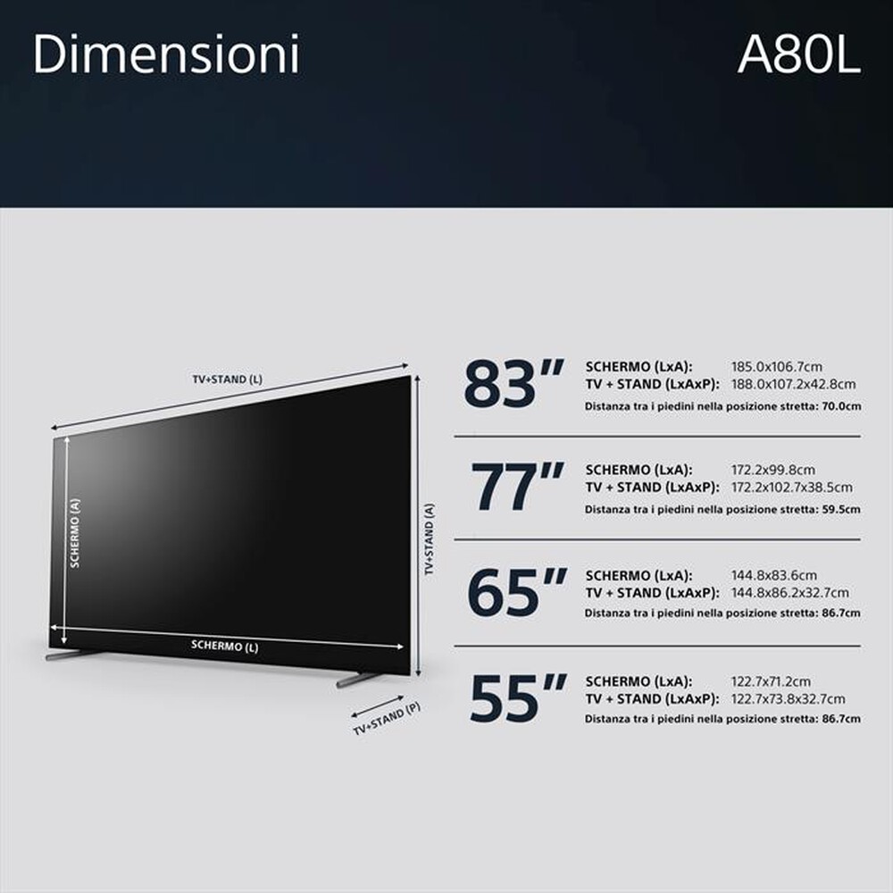 "SONY - Smart TV OLED UHD 4K 83\" XR83A80LPAEP-Nero"