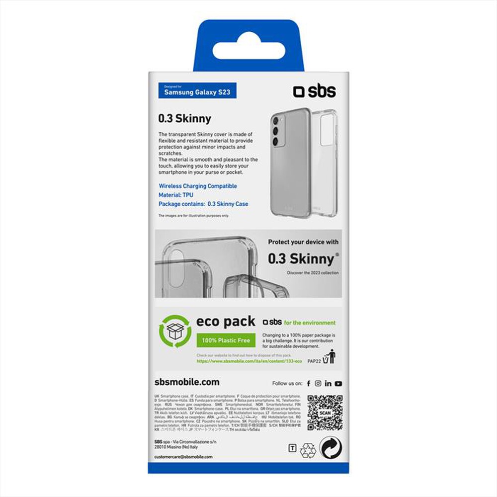"SBS - Cover Skinny TESKINSAS23T per Samsung S23-Trasparente"