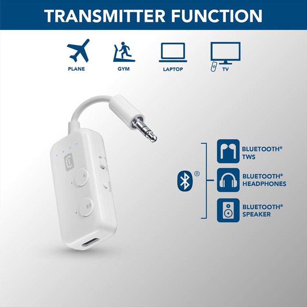 Immagine del prodotto CELLULARLINE - Ricevitori audio bluetooth IN-FLIGHT TRANSMITTER-Bianco