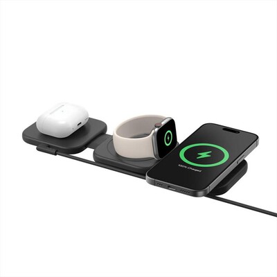 BELKIN - 3IN1 FOLD TRAVEL WRLSCHRG QI2 MAGNET 15W-Nero