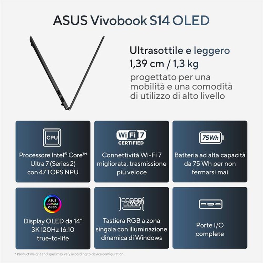 Immagine del prodotto ASUS - Vivobook S 14 OLED S5406SA-QD070W 14" 1TB SSD-Neutral Black