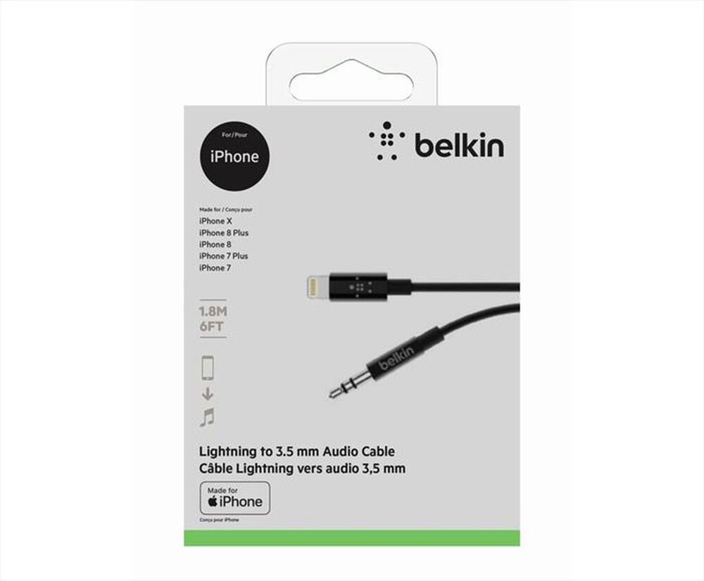 "BELKIN - CAVO AUX DA LIGHTNING A AUDIO JACK 3.5MM-Nero"