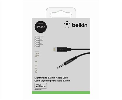 BELKIN - CAVO AUX DA LIGHTNING A AUDIO JACK 3.5MM-Nero