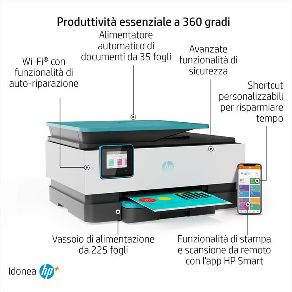 "HP - OFFICEJET PRO 8025E 6 MESI INCHIOSTRO INSTANT INK-Ocean"