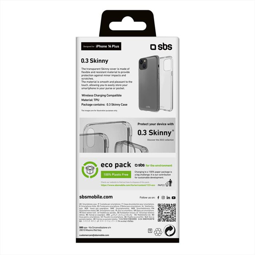 "SBS - Cover Skinny TESKINIP1467T per iPhone 14 Plus-Trasparente"