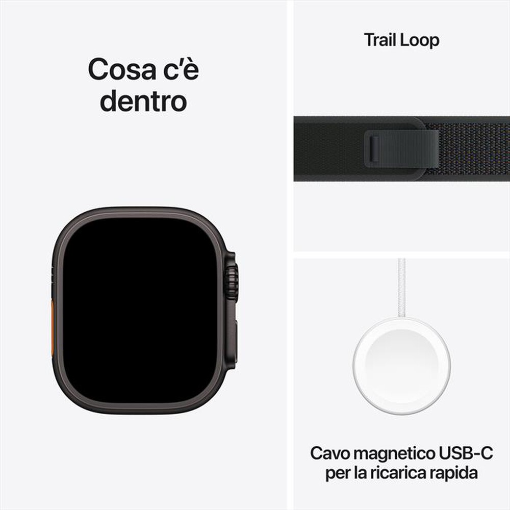 "APPLE - Watch Ultra 2 GPS + Cellular 49mm Titanio-Nero - Trail Loop Nero - S/M"