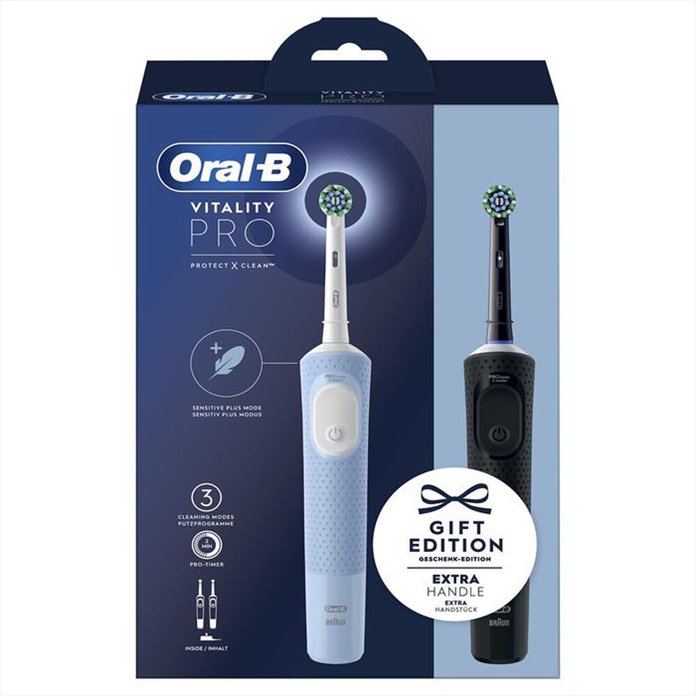 "ORAL-B - Spazzolino elettrico PW VITALITY PRO DUO HBOX-Blu, Nero"