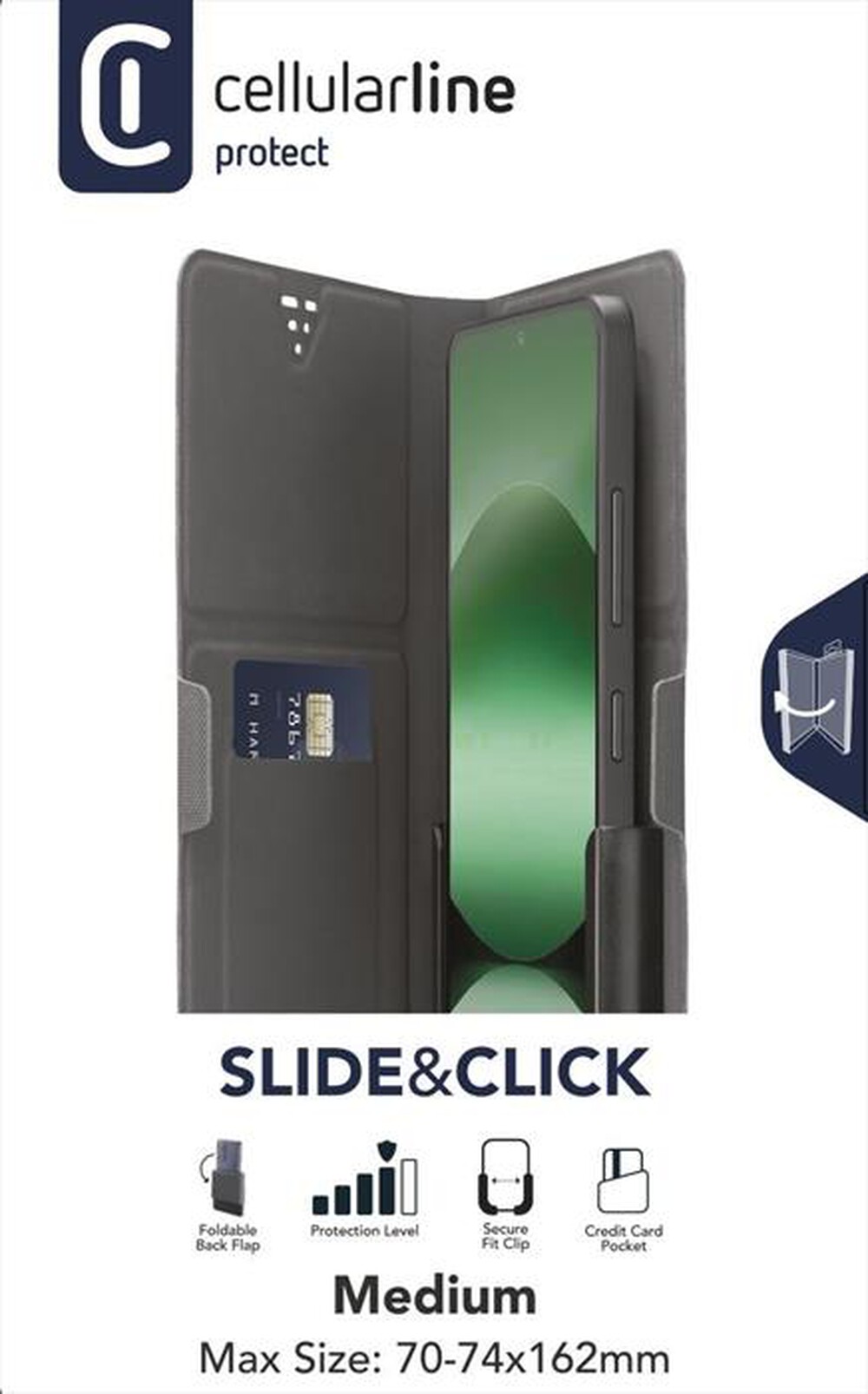 Immagine del prodotto CELLULARLINE - Custodia a borsellino Taglia M SLIDE & CLICK-Nero