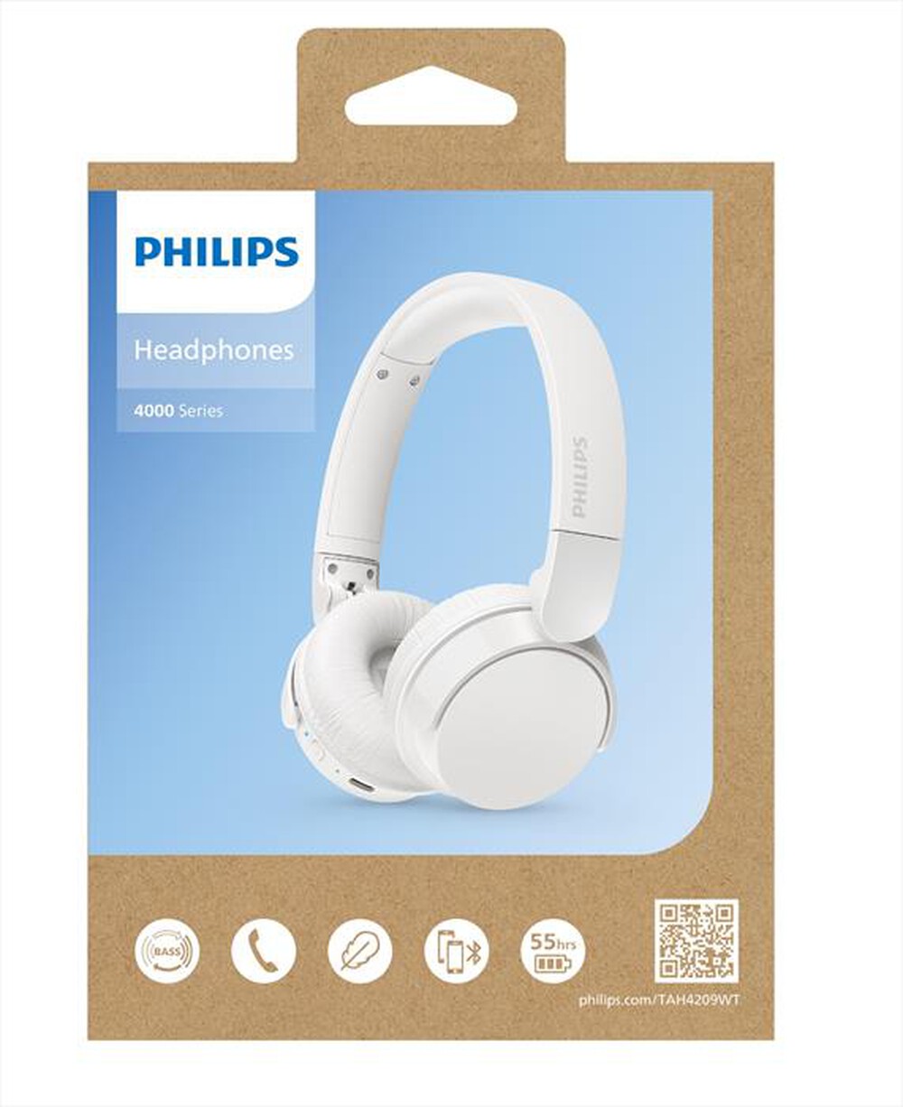 "PHILIPS - Cuffie a padiglione chiuso TAH4209WT/00-White"
