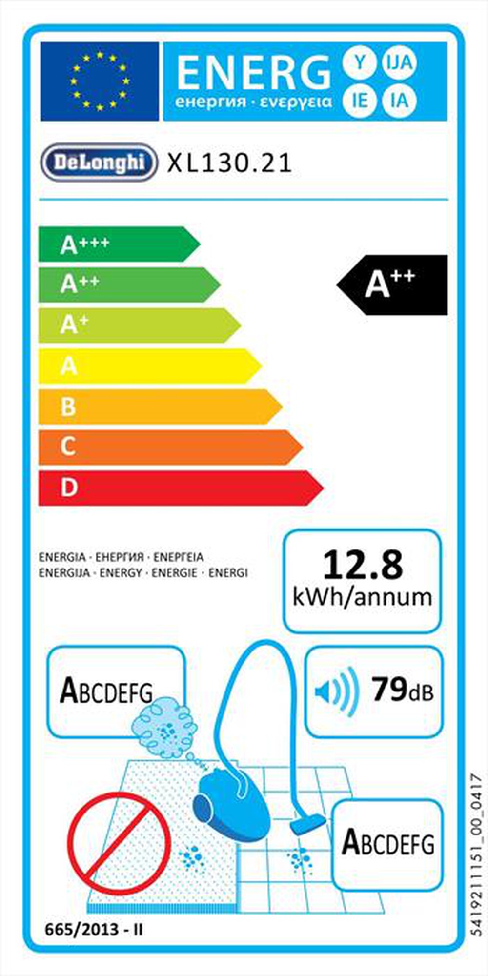 "DE LONGHI - XL130.21-Blu ottanio"