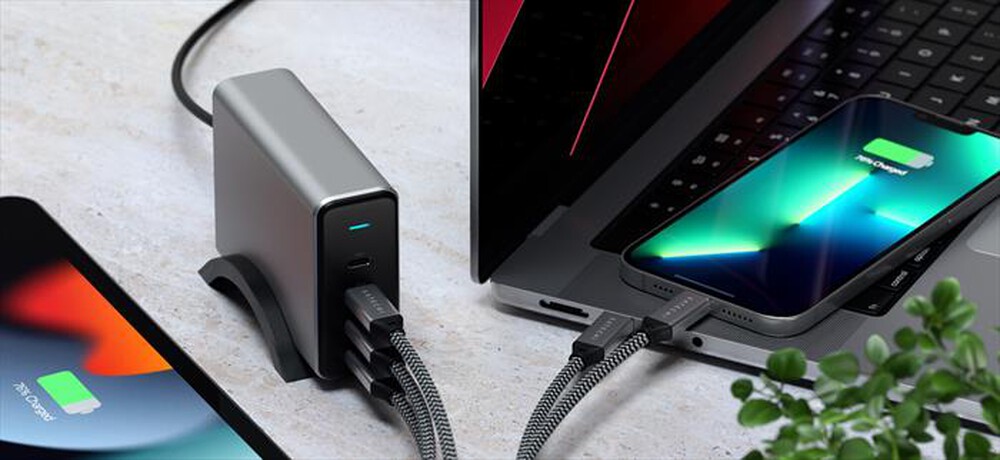 "SATECHI - CARICATORE GAN USB-C 165W 4 PORTE-grigio"