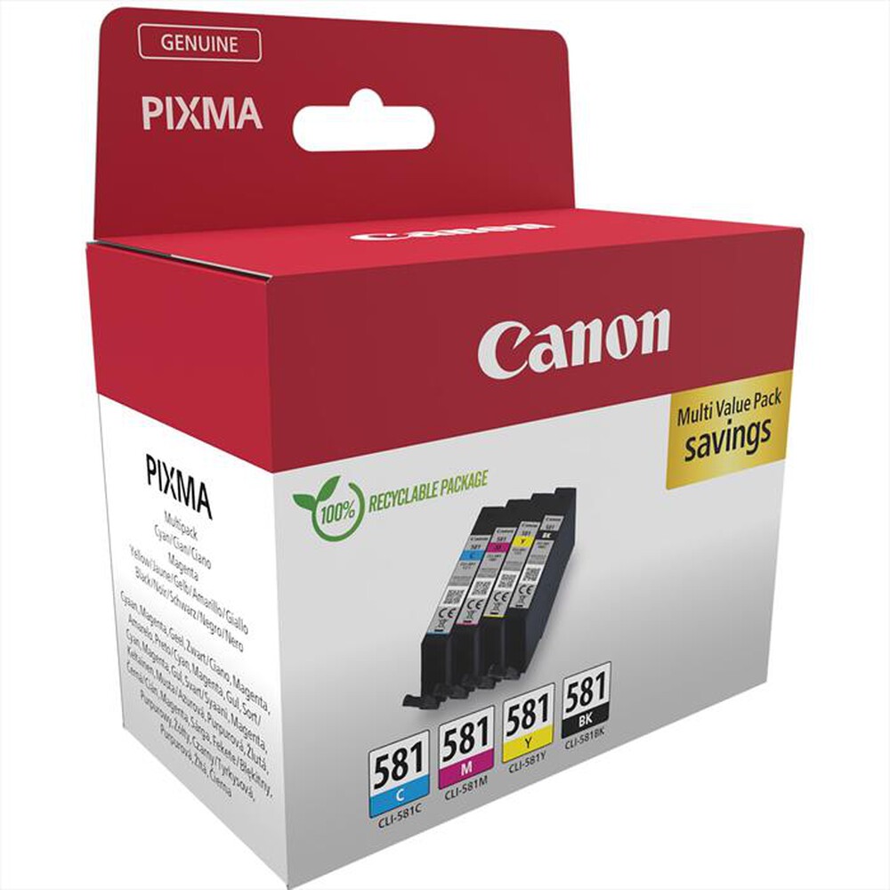 "CANON - Kit cartucce CLI-581 C/M/Y/BK MULTI  SEC-Nero e colori"