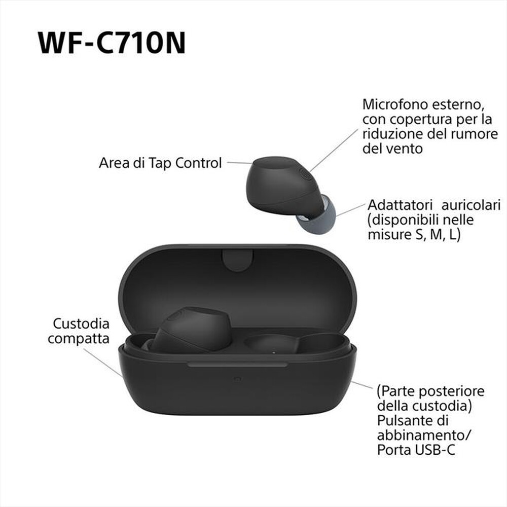 "SONY - Cuffie True Wireless WFC710NB.CE7-Nero"