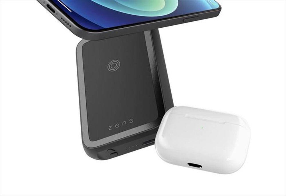 "ZENS - MAGNETIC DUAL POWERBANK WIRELESS+KICKSTAND-Black"