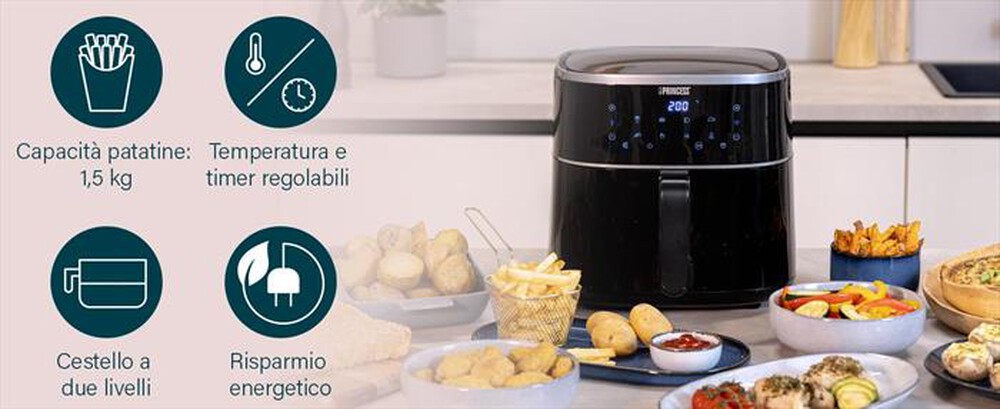 Immagine del prodotto PRINCESS - Friggitrice ad aria AEROFRYER DIGITALE 6 LITRI-NERO / PLASTICA