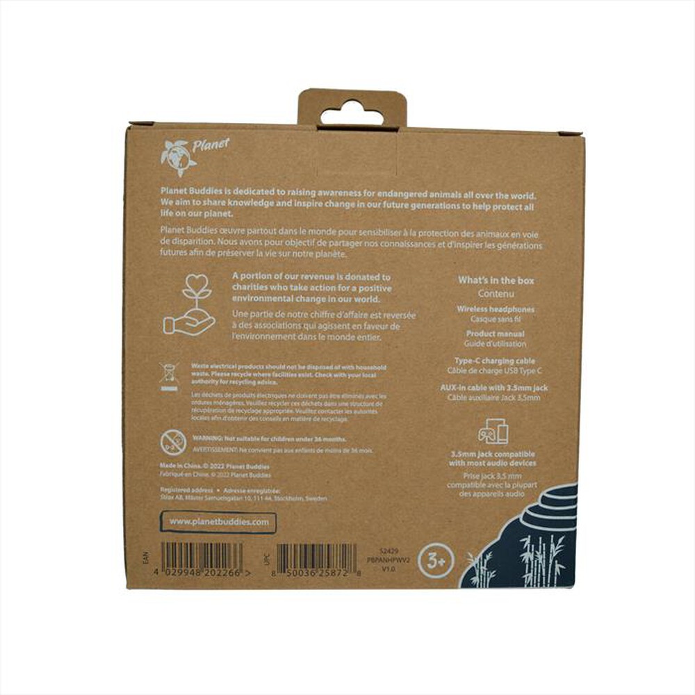 Immagine del prodotto PLANET BUDDIES - Cuffie wireless PIPPIN THE PANDA-Black - Nero