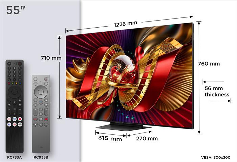 Immagine del prodotto TCL - Smart TV SQD Mini LED 4K 55" 55C8L-Nero