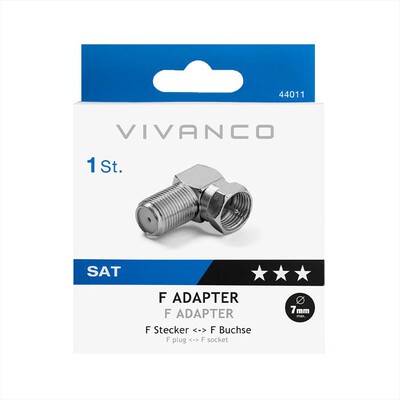 SBS - F-angled adaptor,1pcs,F-plug-F-socket-Argento