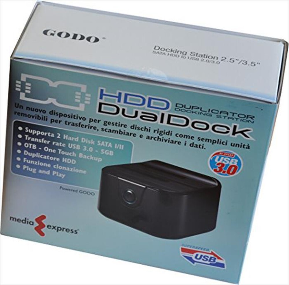 "MEDIA EXPRESS - DUALDOCK STATION DUPLICATORE USB 3.0 HDD 2,5 E 3,5-NERO"