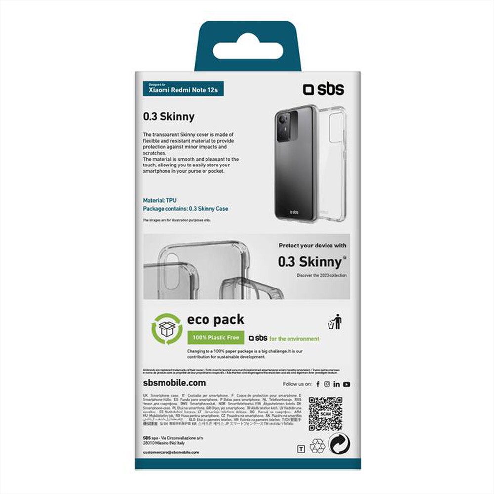 Immagine del prodotto SBS - Cover Skinny TESKINXIRNO12ST per Redmi Note 12s-Trasparente